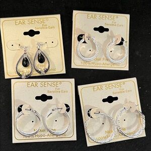 Silver and Black Earrings Set